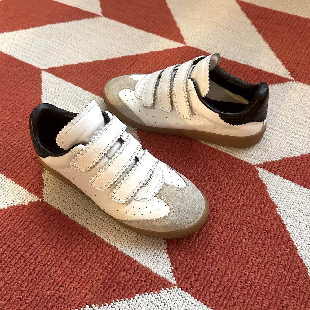 Isabel Marant Beth Perforated Leather Grip-Strap Sneaker Size 39 (US 8-8.5)